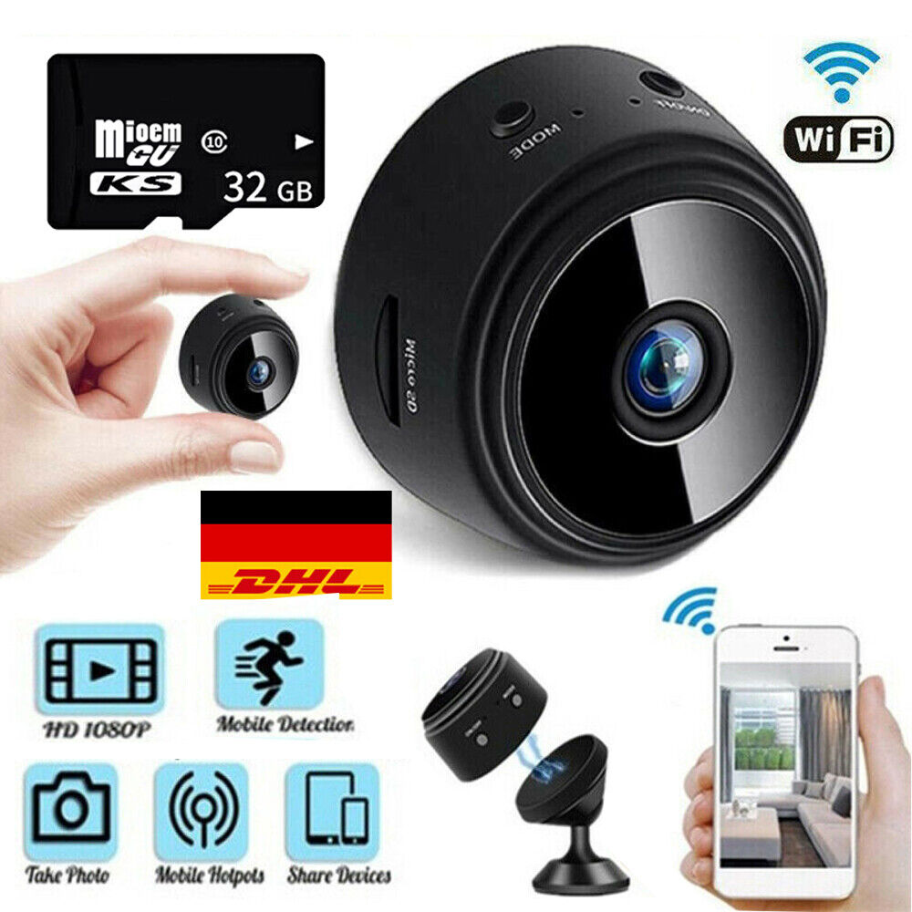 1080P Mini Kamera Überwachungskamera Aussen WLAN WiFi Home Security +SD Karte