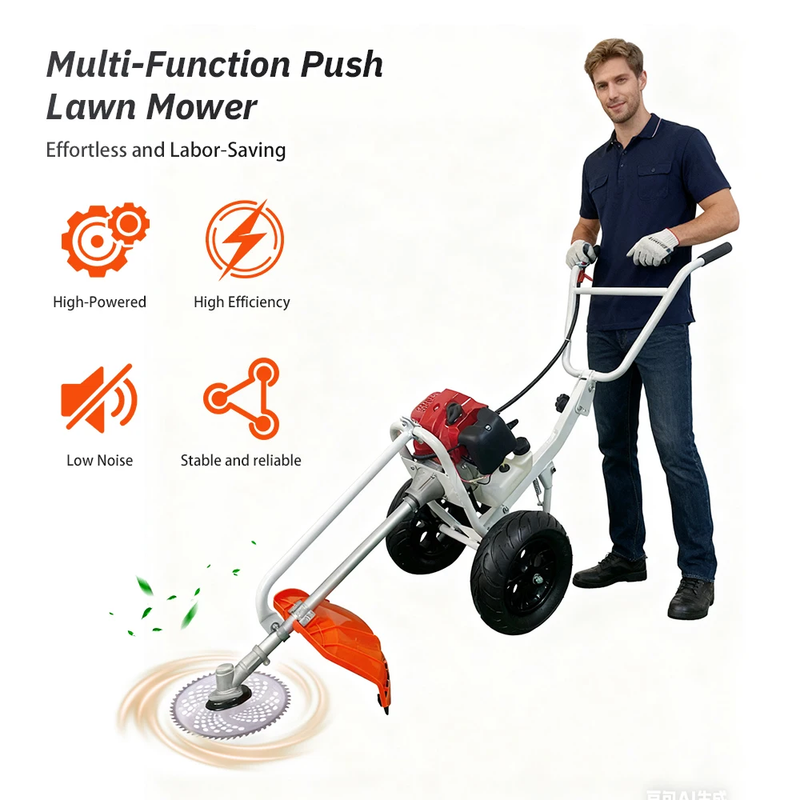 Hand-pushed Gasoline 2-Stroke Grass Cutter Lawn Trimmer Wheeled Lawn Mower Push-