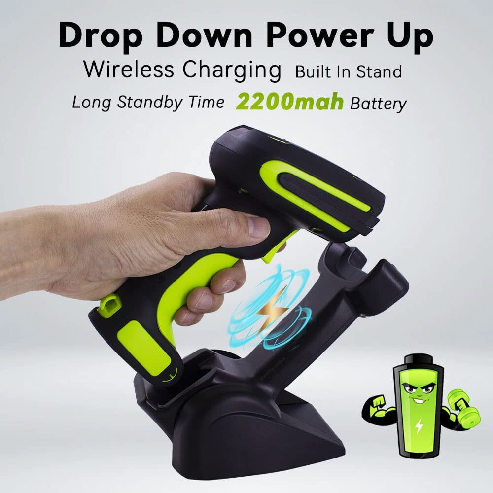 Alacrity Upgraded 2D Industrial Barcode Scanner with Wireless Charging Stand