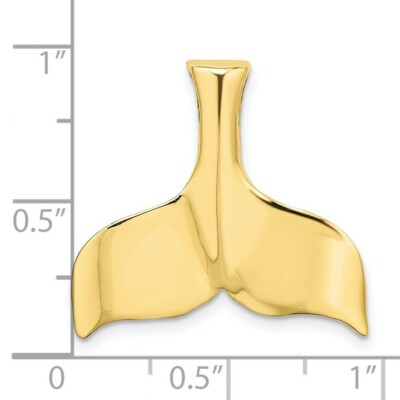 Pre-owned Skyjewelers Real 10kt Yellow Gold 3-d Polished Whale Tail Charm