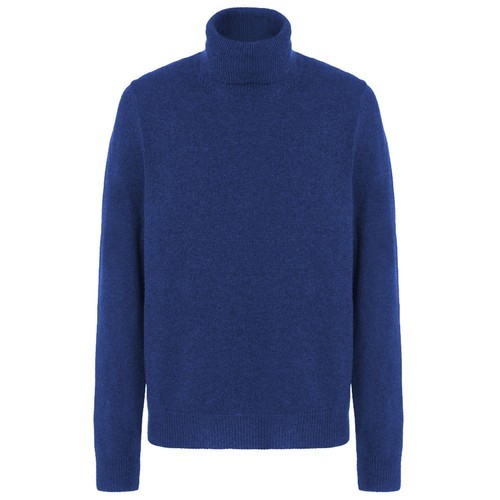 Pre-owned Malo Men Sweater Blue Wool Cashmere Turtleneck Knit Long Sleeve Jumper Pullover