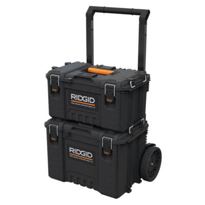 RIDGID Gen 2.0 Stackable Rolling Tool Box + Medium Tool Box 22'' Heavy-Duty Black