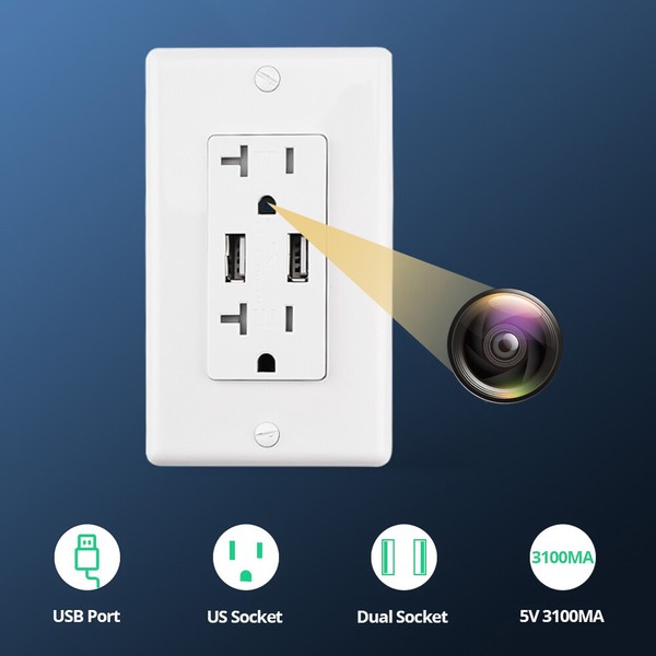 120° 4K HD Wifi P2P Home Security Nanny Camera USB in AC Wall Socket Outlet US - Image 11