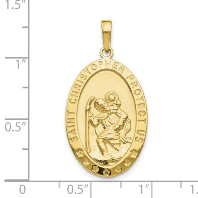 Pre-owned Superdealsforeverything Real 10kt Yellow Gold Saint Christopher Medal Pendant