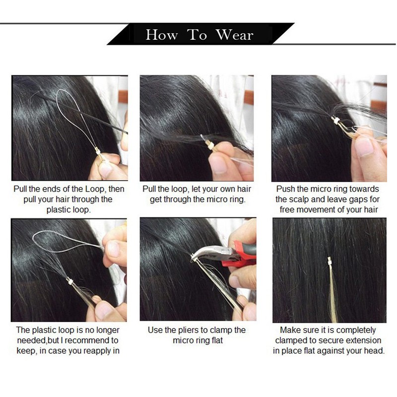 Micro Beads Loop Ring Link Tip Hair Extensions Remy Human Hair