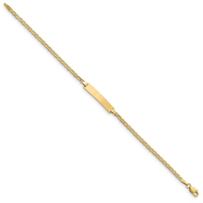Pre-owned Skyjewelers Real 14kt Yellow Gold Semi-solid Polished Anchor Link Id Chain Bracelet; 7 Inch