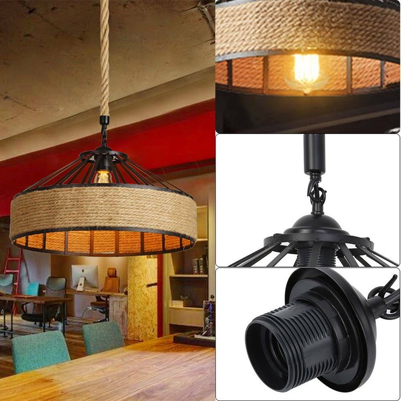 Retro Pendelleuchte Hängeleuchte Industrielle Seil Deckenleuchte E27