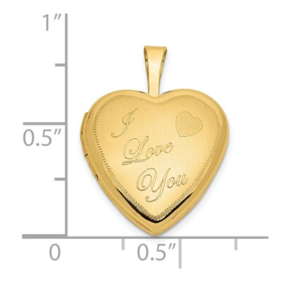 Pre-owned Skyjewelers Real 14k Yellow Gold 16mm Polished & Satin I Love You Heart Locket