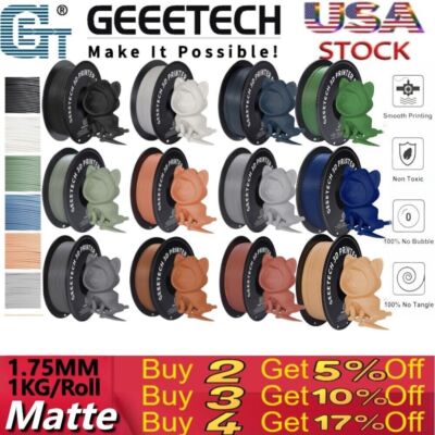 GEEETECH 3D Printer Filament PLA/ABS+/PETG/TPU/Resin 1.75mm 1KG/Roll Multicolor