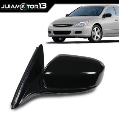 Front Driver Side Gloss Black Power Mirror Fit For 2003-2007 Honda Accord Sedan