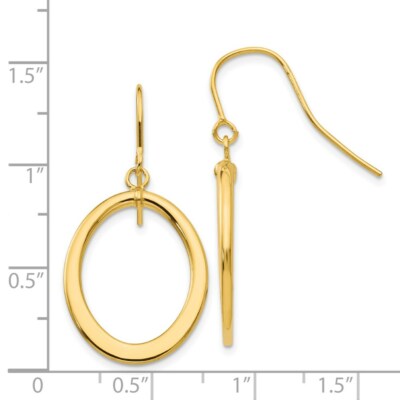 Pre-owned Superdealsforeverything Real 14kt Yellow Gold Polished Tapered Flat Oval Dangle Earrings