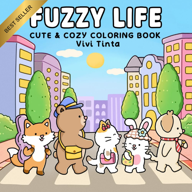 Fuzzy Life: Cute & Cozy Coloring Book for Adults & Teens Featuring Adorable Anim