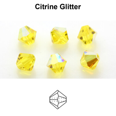 Genuine PRECIOSA Czech Crystal Rondell Bicone Beads * NEW Glitter Effect