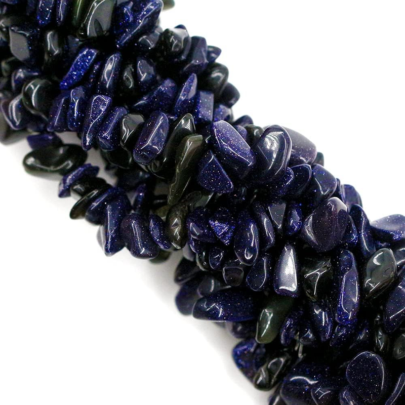 Blue Sandstone Crystal Chips with Holes for Jewelery Making 5Mm-8Mm Natural Amet