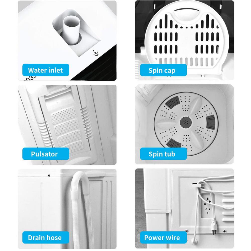 Lavadora Portatil Tina Doble Secadora Giratoria Lavanderia 26lbs Carga Superior