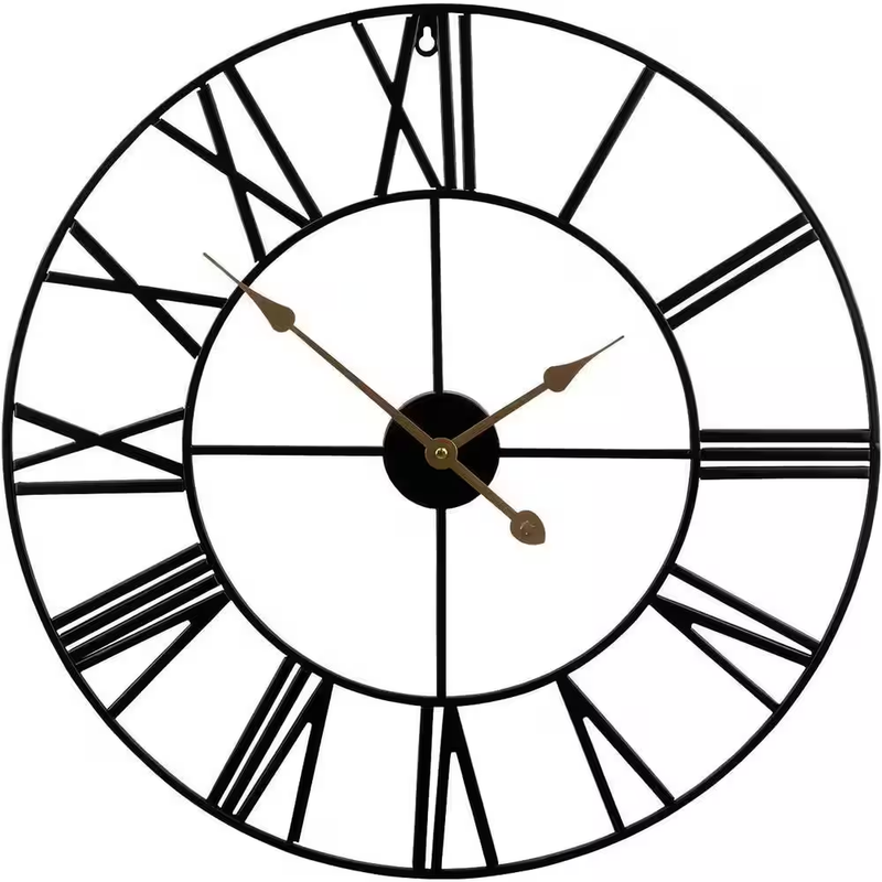 Sorbus Wall Clock 24 Inch Large Roman Numeral Metal Decorative Black Clock