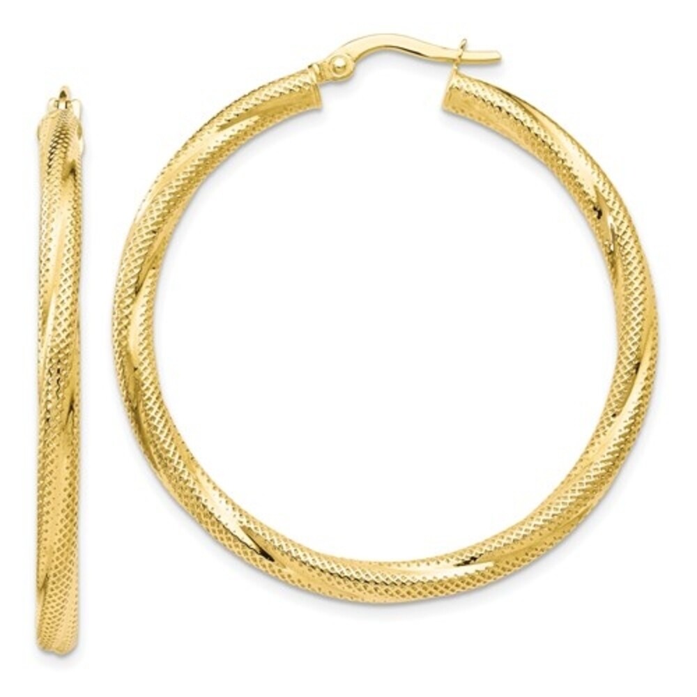Pre-owned Superdealsforeverything Real 10kt Yellow Gold Twisted Hinged Hoop Earrings