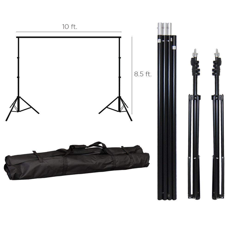 Julius Studio Photo Studio Kit 6 x 9 ft. Green White Black Muslin Backdrop Scree