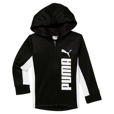 

Puma Torn Pack Zip Up Hoodie Youth Girls Black Casual Athletic Outerwear 858259-, Черный