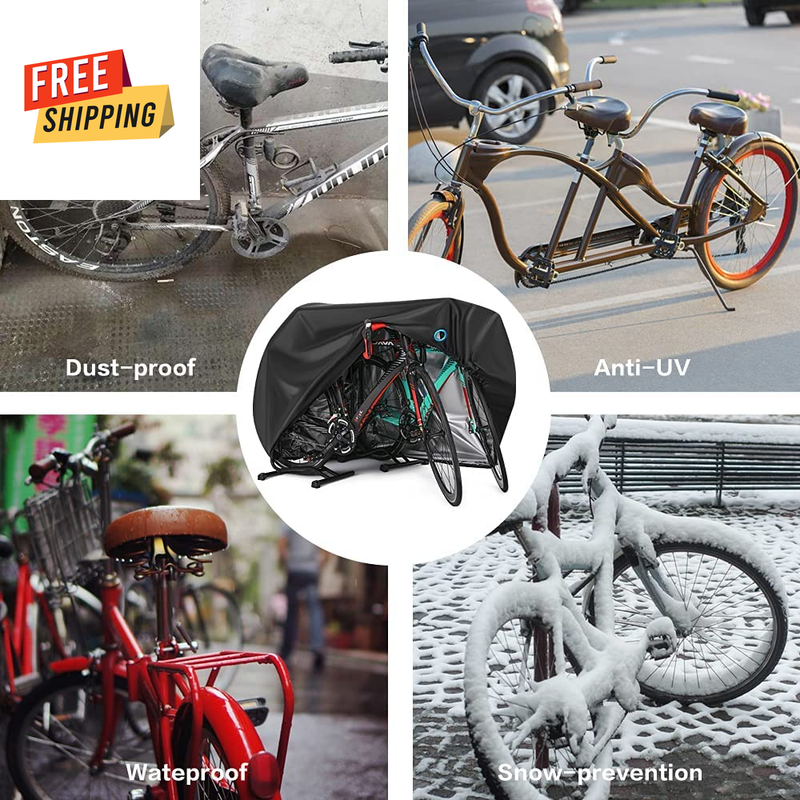 Waterproof Bike Cover for 2-3 Bikes - Heavy Duty, UV Resistant, Black