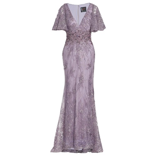 【Mac Duggal】キャップスリーブ ガウン フリンジビーズ NWT Mac Duggal [ 6 ] 10062 Wrap Over Bishop Sleeve Gown With