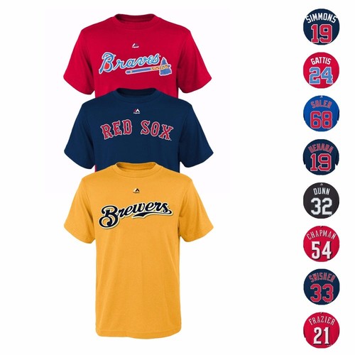 Mlb Majestic Player Name & Number Jersey T-Shirt Collection Youth Size (8-20)