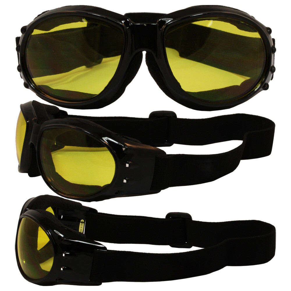 3 Pair Padded Motorcycle Goggles Anti Fog Lens Clear Smoke Yellow by BIRDZ 