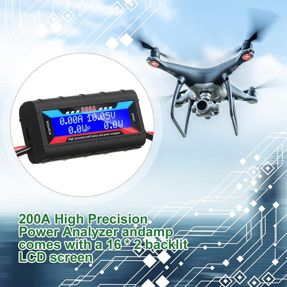 2PCS 200A Power Analyzer Watt Meter LCD For RC Battery Solar Wind Power Aircraft