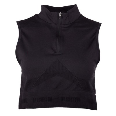 Женские черные повседневные топы Puma Evostripe Evoknit Half Zip Crop Top 534429-01