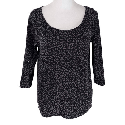 Rafaella Studio Leopard Print Knit Top Size Medium Purple Leopard Top