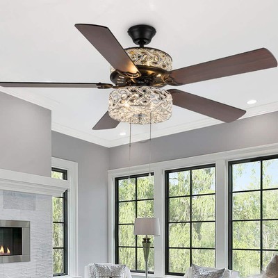 River of Goods Ceiling Fans W/Lights Gracie Grand 52'' Silver W/Clear Crystal LED
