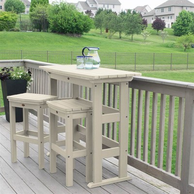 3-Pc Outdoor Bar Height Balcony Set in Whitewash [ID 3786971]
