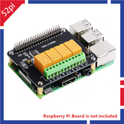 52Pi Original 4 Channel Relay Hat Board For Raspberry Pi 4B/3B+/3B/2B