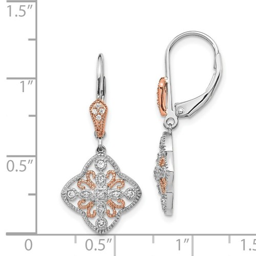 Pre-owned Goldia 14k White Gold W/rose Rhodium Diamond Leverback Earrings