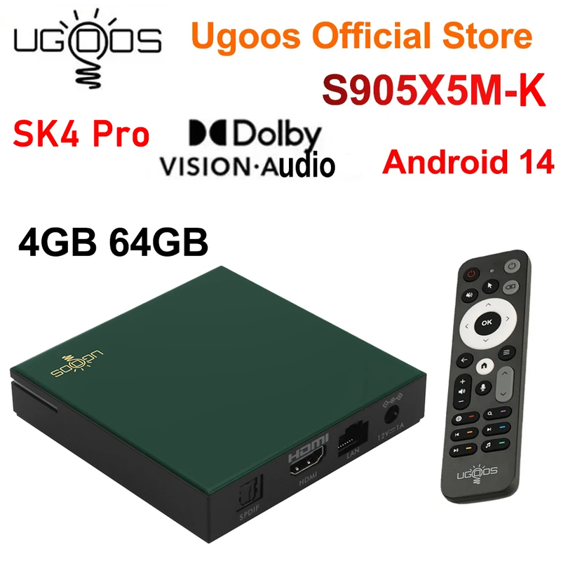 SK4 Pro Smart TV Box Android 14 Amlogic S905x5M-K LPDDR4 4GB 64GB 2.4G/5GWifi BT