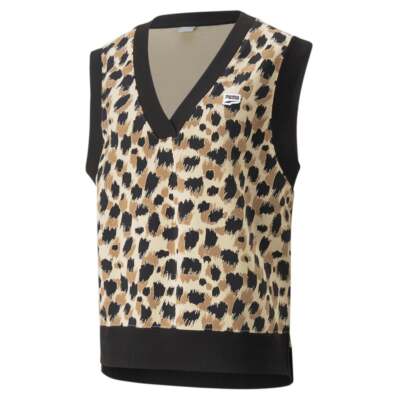 

Puma Downtown Graphic Pullover Vest Женская бежевая повседневная спортивная верхняя одежда 53836, Бежевый, Puma Downtown Graphic Pullover Vest