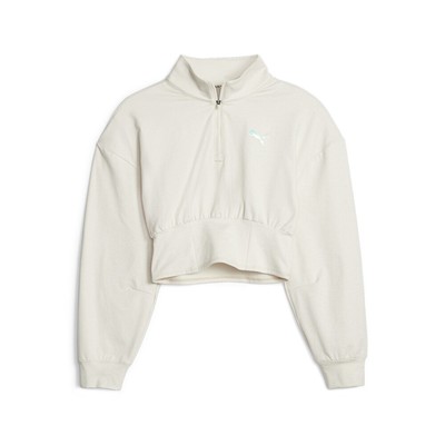 Модный пуловер с длинным рукавом на молнии Puma Cloudspun, женский белый повседневный топ
