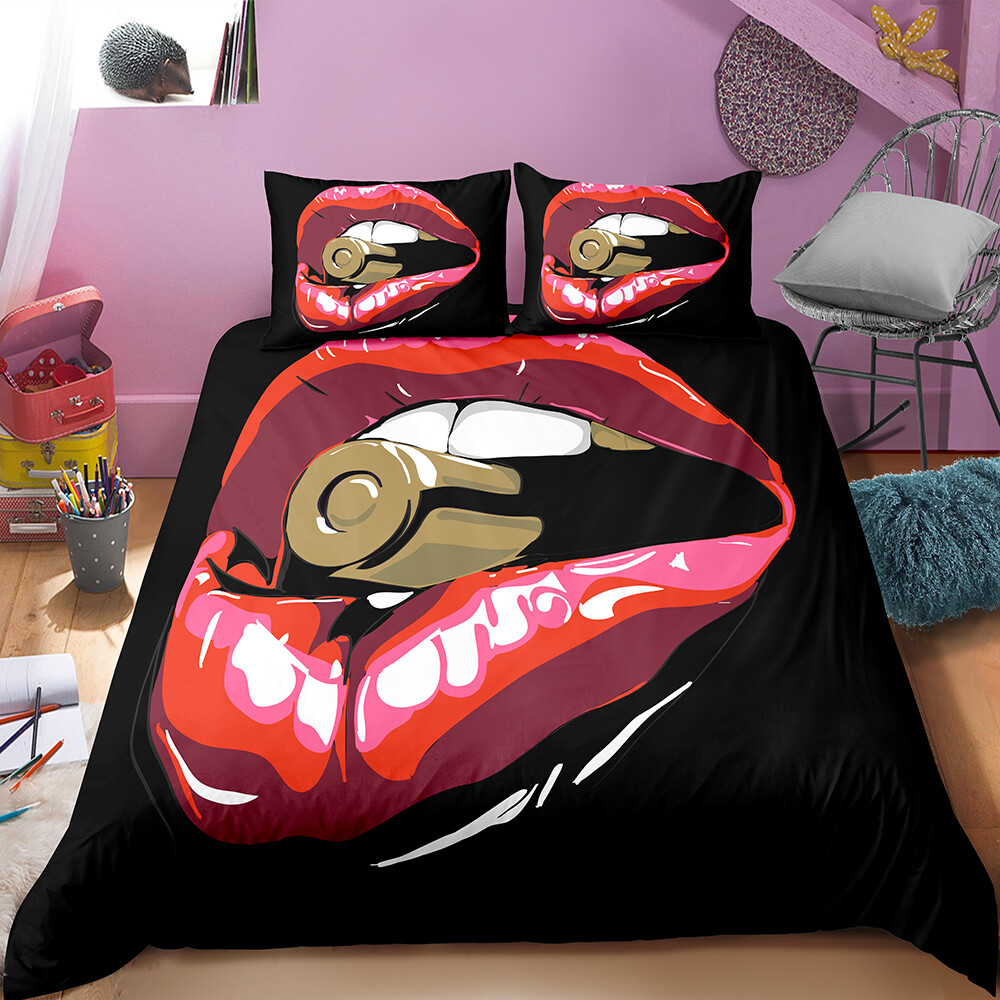 red and black crib set