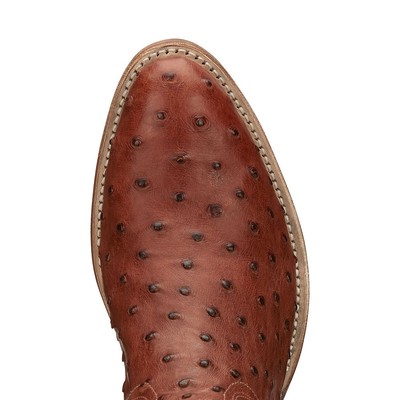 Pre-owned Tony Lama Mccandles 13" Round Toe Men's Boot In Brandy/brown/ostrich