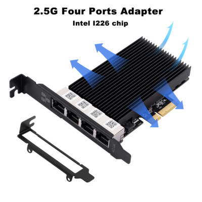 RJ45 Four Ports 2.5G Network Card Intel I226 Gigabit Ethernet PCI-E WiFi Adapter