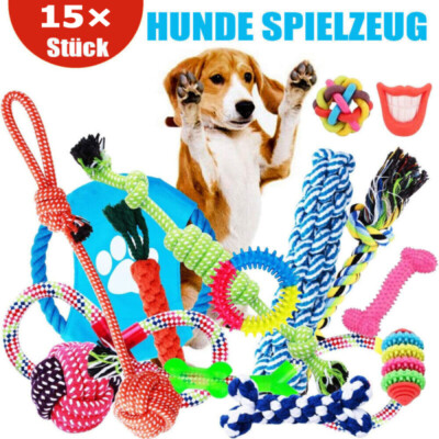 15 Stück Hunde Spielzeug Set Kauspielzeug aus Seil Interaktives Pet Dog Welpen