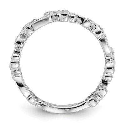 Pre-owned Diamond2deal 14k White Gold Diamond Engagement Wedding Floral Band Ring Size 7, 2.95g
