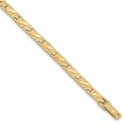 Pre-owned Superdealsforeverything Real 10kt Yellow Gold 4.0mm Nugget Chain Bracelet; 7 Inch