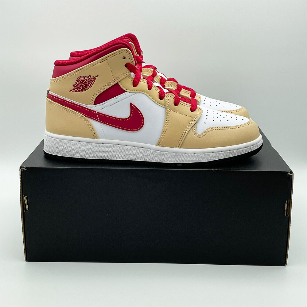 JORDAN JORDAN 1 MID BEIGE RED (GS) | NEU & UNGETRAGEN✅