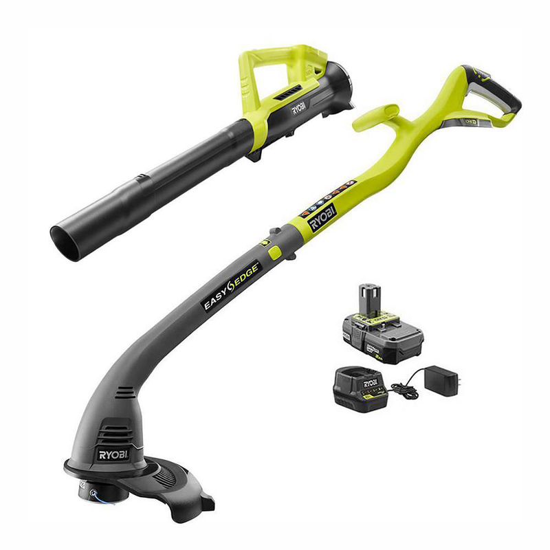 ONE+18-V Weed Eater String Trimmer Edger Blower Combo Kit Battery and Charger