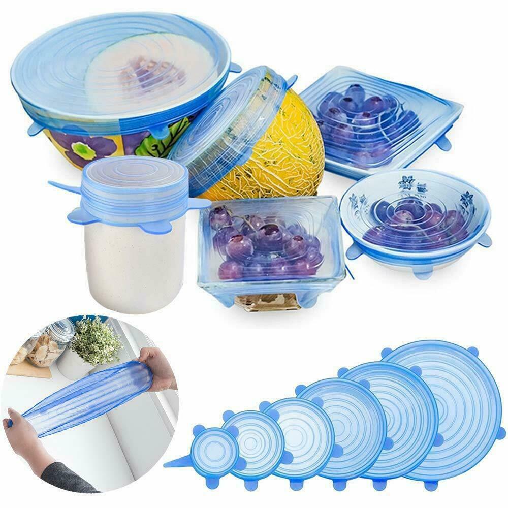 Set 6 Coperchi In Silicone Estensibili Varie Misure Microonde Frigo Elastici cir