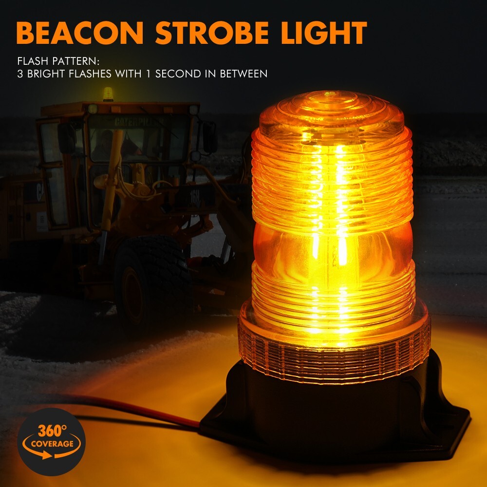 30 LED Beacon Strobe Light Amber Yellow Forklift Rooftop Safety Warning Flashing