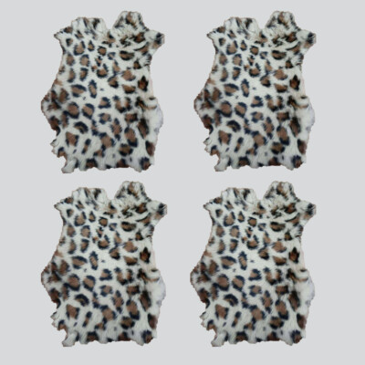 4PCS Natural Rabbit Fur Skin Pelts Hide Animal Print Fur Leather DIY Crafts Soft