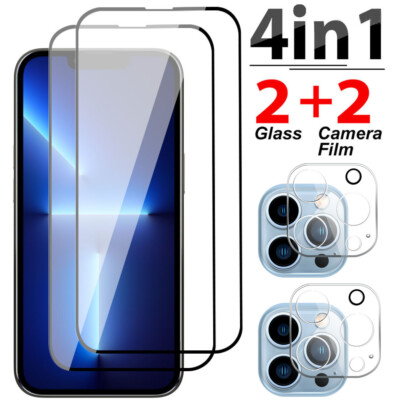 For iPhone 13 Pro/Max 10D Full Cover Tempered Glass Screen Camera Protector Lot