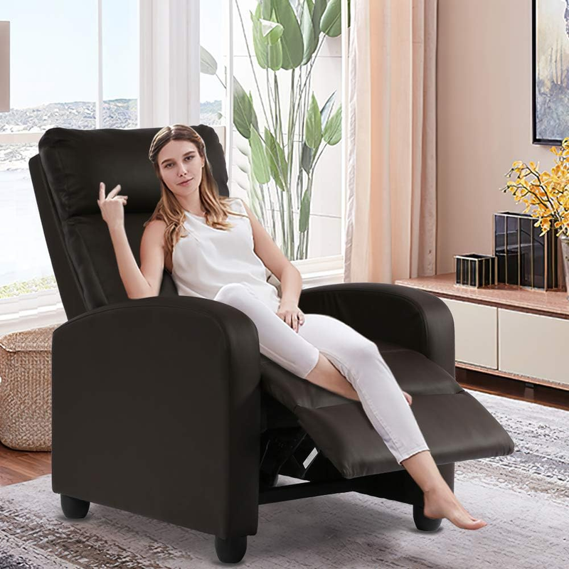 , Padded Wide Seat Sofa Pu Leather Massage Reclining Chair With Fo